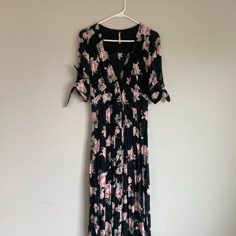 Free People Love of My Life Midi Dress Black Floral